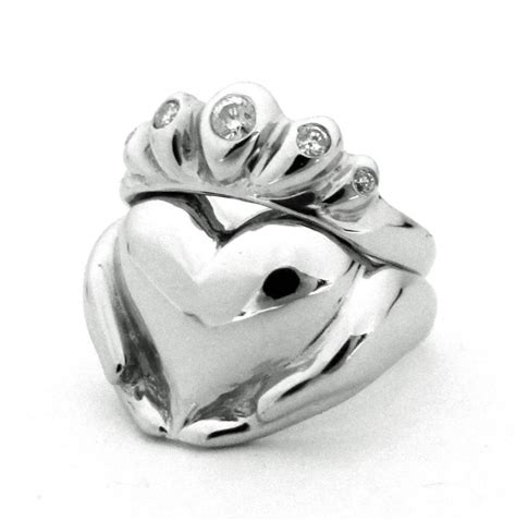 Claddagh Wedding Set Sterling Silver White Gold Yellow Gold - Etsy