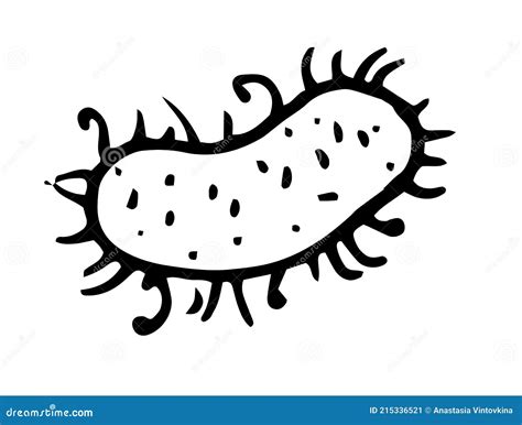 An Isolated Vector Bacterium Is Drawn By Hand In A Doodle Style With A