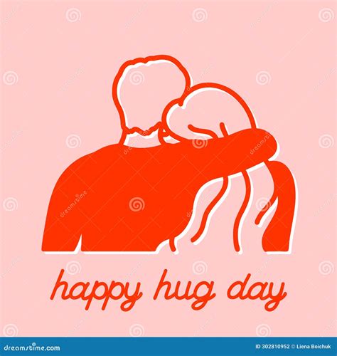 Happy Hug Day Greeting Card Pink And Red Combo Hand Drawn Vector