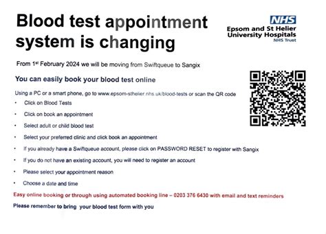 Blood Test Appointment Self Booking Cheam Gp Centre