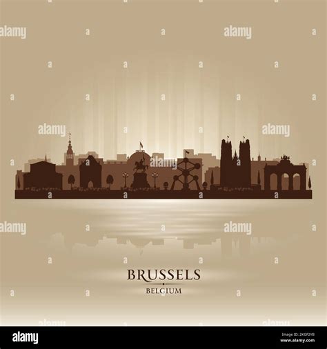 Brussels Belgium City Skyline Vector Silhouette Illustration Stock