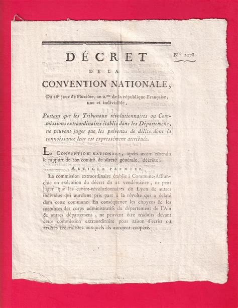 D Cret De La Convention Nationale Du E Jour De Pluvi Se An Me De