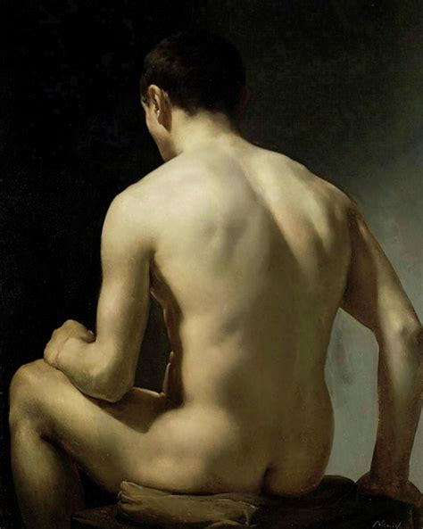 Academic Study Of A Male Nude By Edouard Antoine Naudin