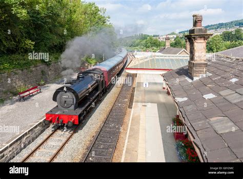 Peak Rail steam train arriving at Matlock Railway Station, Derbyshire, England, UK Stock Photo ...