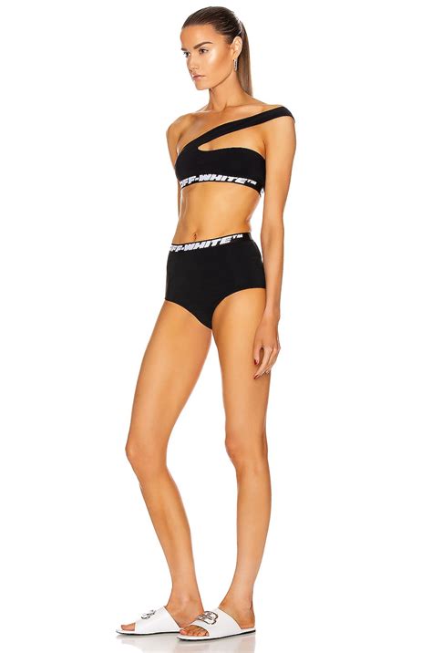 OFF WHITE Shoulder Off Bikini Set In Black FWRD