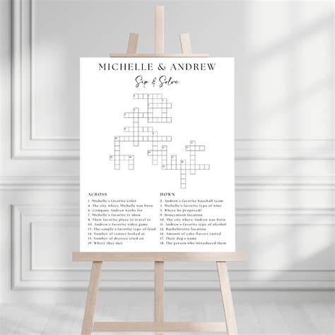 Personalized Wedding Crossword Custom Sip And Solve Bridal Etsy