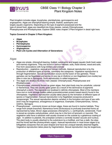 Solution Cbse Class Biology Chapter Plant Kingdom Notes Studypool