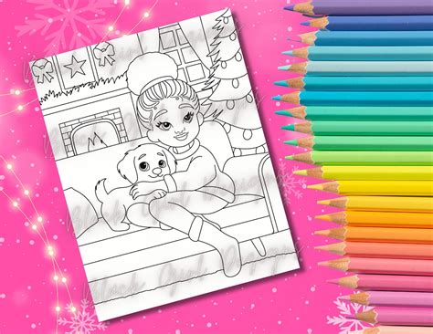 Holiday Scene Christmas Coloring Page Printable Coloring Etsy