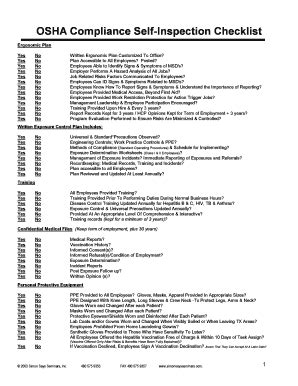 Fillable Online OSHA Compliance Self Inspection Checklist Fax Email