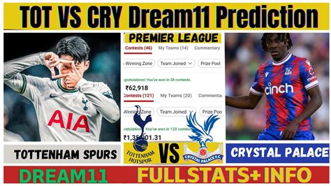 TOT VS CRY Dream11 Football Prediction TOT VS CRY Dream11 Football