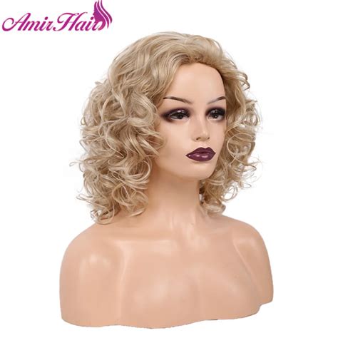 Amir Curly Synthetic Wig Medium Length Blonde Wigs For African American Women Layered Fake Hair