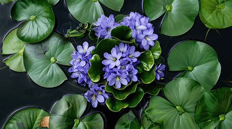 Top View Of Common Water Hyacinth Or Eichhornia Crassipes Background