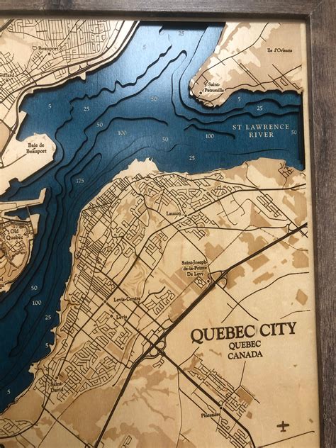 Quebec City Map St Lawrence River Map Custom Wood Map 3D - Etsy