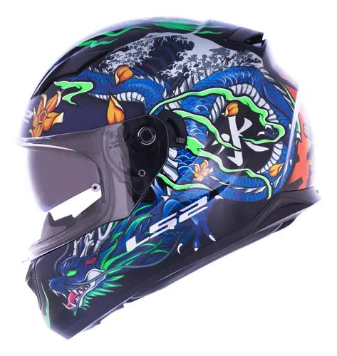 Capacete Ls2 Stream Warrior Dragão C Óculos Interno Brilho