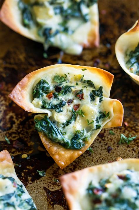 Baked Spinach Artichoke Wonton Cups Peas And Crayons