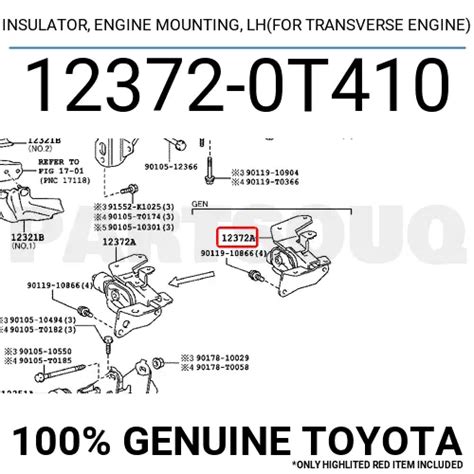 T Genuine Toyota Insulator Engine Mounting Lh For Transverse