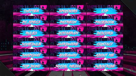 Retrowave Twitch Overlay Package Webcam Screens Panels Alerts Transition And Streamlabs