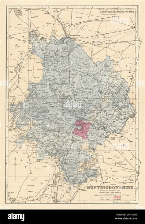 Huntingdonshire Antike Landkarte Von Gw Bacon Jahre Alte Karte