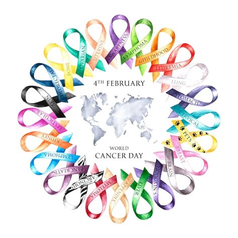 Free Vector Watercolor World Cancer Day Illustration With Ribbons