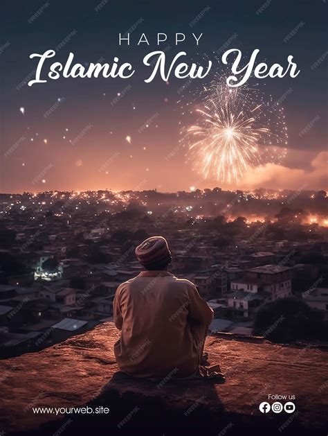 Premium Psd Happy Islamic New Year Poster 1 Muharram 1445 Hijriyah