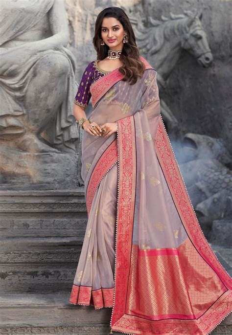 Light Purple Silk Festival Wear Saree