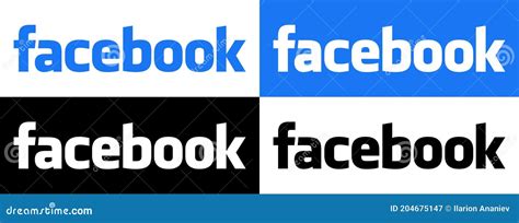 Facebook Text Logo Vector Set Collection Black Silhouette Latest