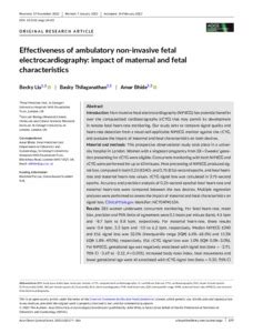 Effectiveness Of Ambulatory Non Invasive Fetal Electrocardiography