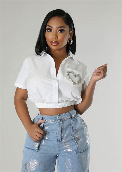 EVE Wholesale EVE Short Sleeve Hot Drill Short Shirt XHXF EVEwholesale