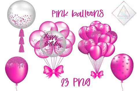 Hot Pink Balloons Balloon Clipart Baby Shower Party Etsy
