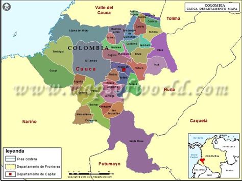 Mapa De Cauca Departamento Del Cauca Colombia Mapas Colombia