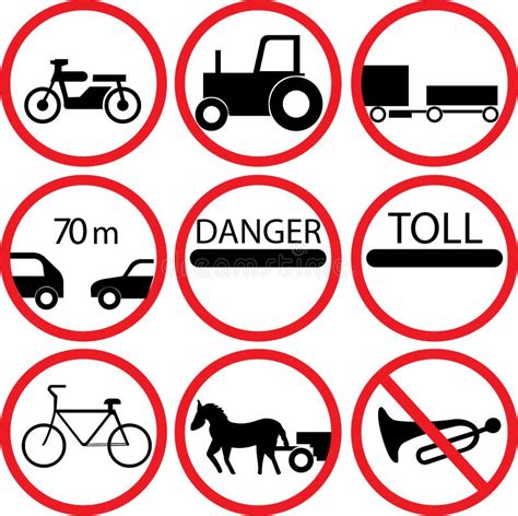 Vector Restrictive And Prohibitory Road Signs For Traffic Stock Vector