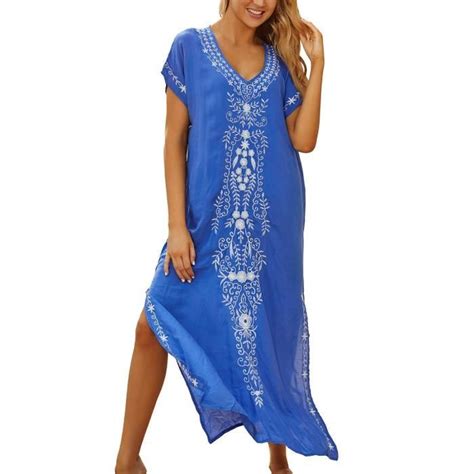 Femmes Coton Robe Grande Taille Et Caftan Longue Kimono Bikini Cover