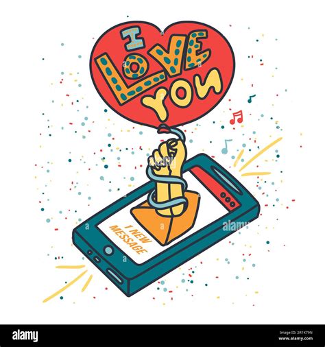 I Love You Hand Drawn Illustration Romantic Sms Valentine Day Cartoon