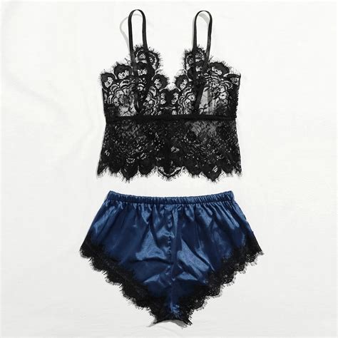 Conjunto De Pijamas De Renda Feminino Lingerie Calções Conjunto