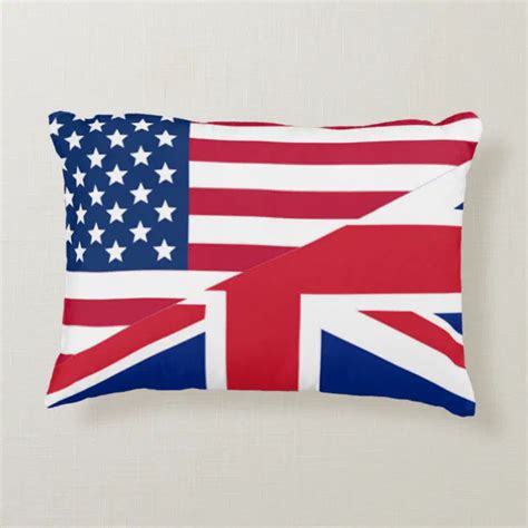 American and Union Jack Flag Accent Pillow | Zazzle