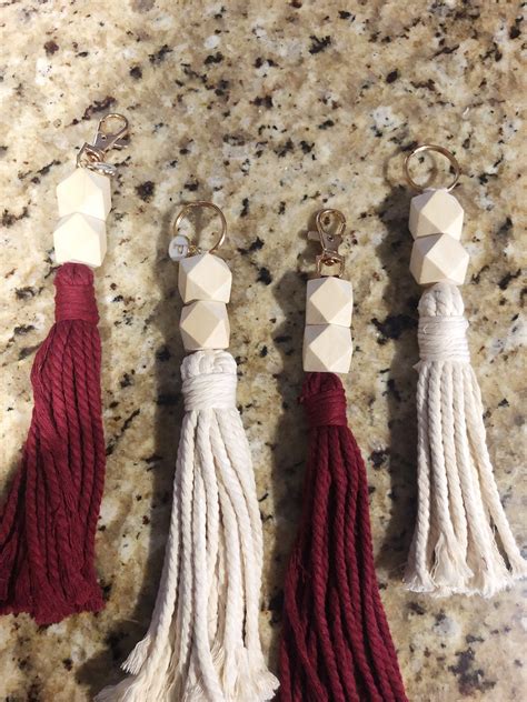 Macrame Tassel Keychain Personalized Keychains Etsy