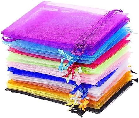 Pcs Couleur Organza Sachets Sachets Pochettes Cadeau En Organza