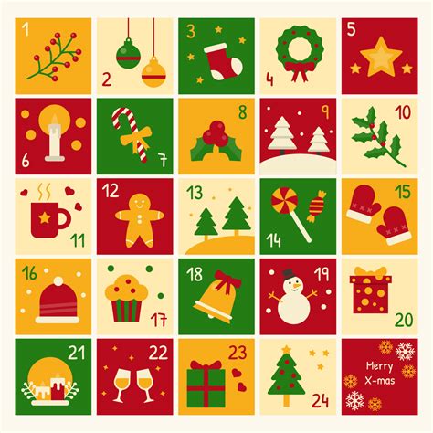 Calendario De Adviento De Navidad Vector 251766 Vector En Vecteezy