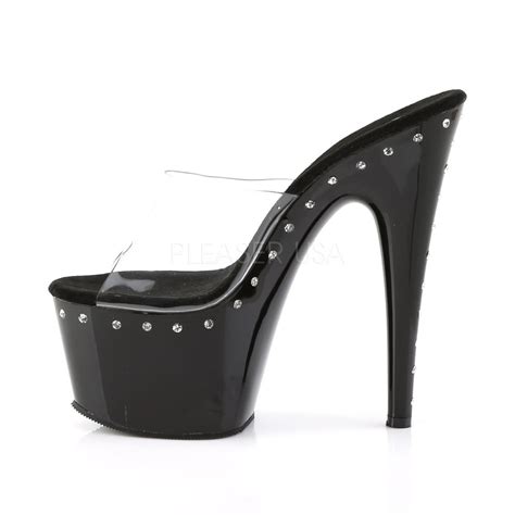 Pleaser Adore 701ls Clear Black Platform Slides