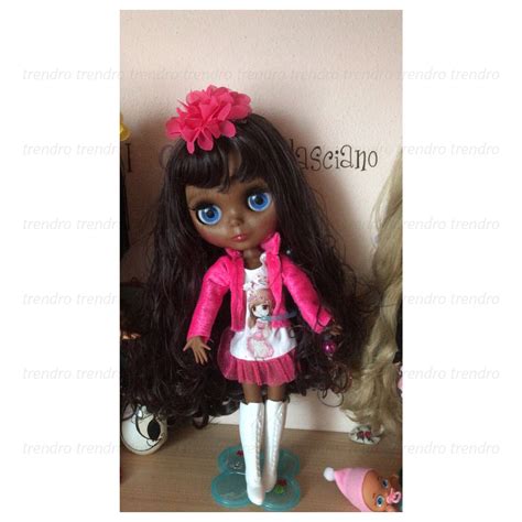 In Blythe Doll Joint Body Nude Super Black Skin Long Hair Eyes Color Diy Toy Ebay