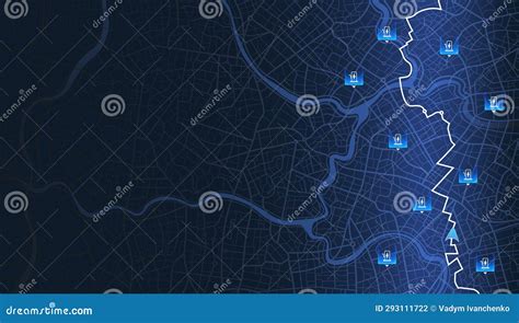 Location EV Charging Station Location Mark On Gps Navigation Map. POI ...