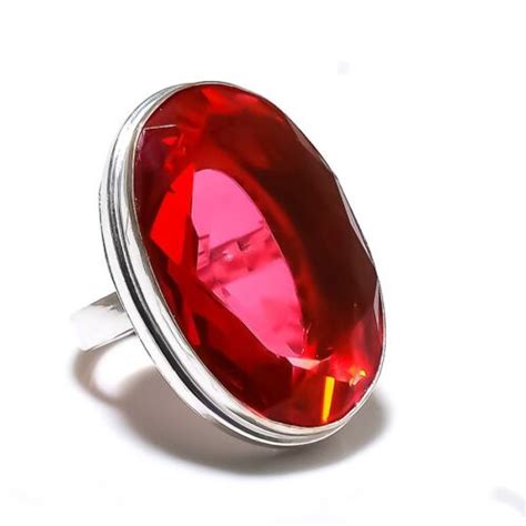 Natural Mozambique Garnet Gemstone Sterling Silver Gift Ring Size