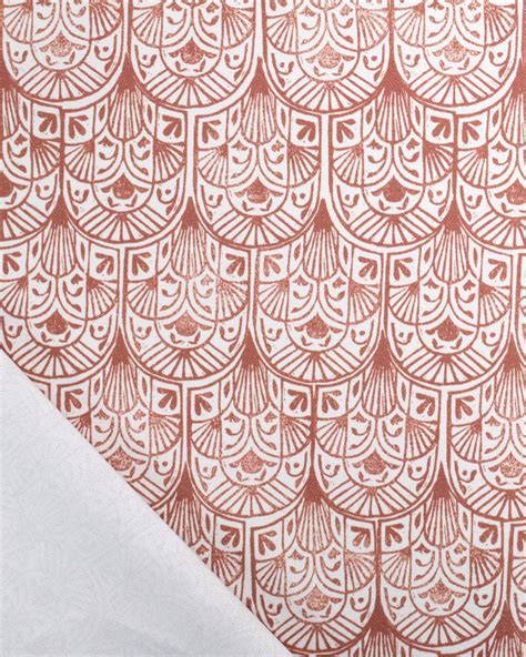 Toile De Coton Ecru Motif Terracotta Poppy Design Mercerine