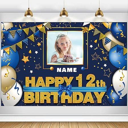 Amazon.com: Custom Happy 12th Birthday Decorations Banner - 12 Years Old Birthday Decorations ...