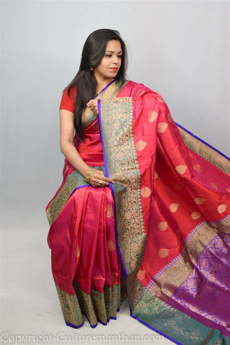 Pure Banarasi Katan Silk Saree In Crimson Red Culture Manthan Saree