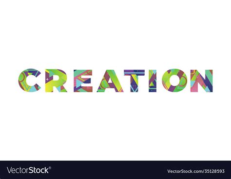 Creation Concept Retro Colorful Word Art Vector Image