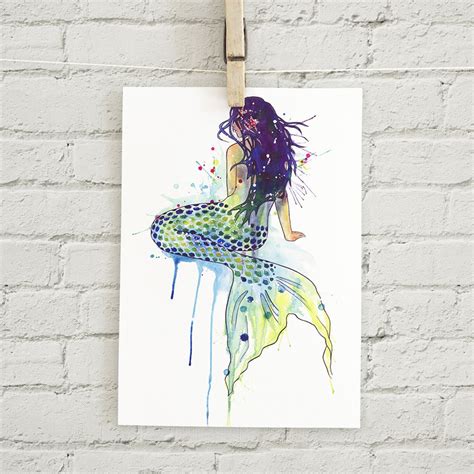 Mermaid : Art Print Mermaid Watercolor Painting - Etsy