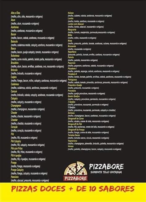 Menu At Pizzabore Pizzeria Pelotas