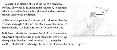 Solved Vo A Small 1 Lb Block Is At Rest At The Top Of A Chegg