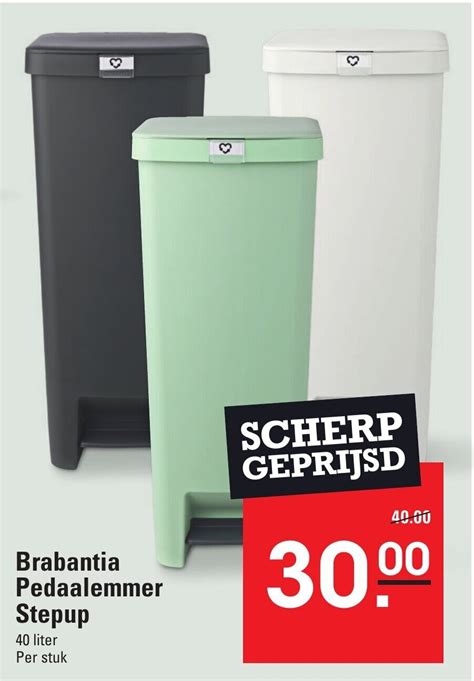 Brabantia Pedaalemmer Stepup 40 Liter Per Stuk Aanbieding Bij Sligro